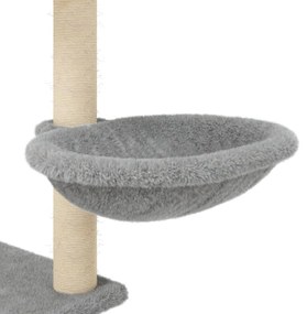 Árvore p/ gatos c/ postes arranhadores sisal 153 cm cinza-claro