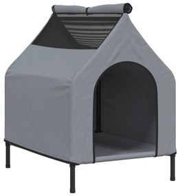 Casota para cães tecido oxford e aço cinza-claro