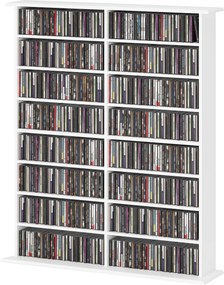 Organizador para CD e DVD com 16 compartimentos e 12 prateleiras ajustáveis 106,5 L x 24 P x 126,3 A cm, capacidade máxima de 720 CD/396 DVD e Blu-ray