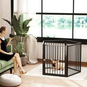 Parque para cães, parque para animais, 5 painéis 76 cm altura, vedação portátil dobrável, segura, preta