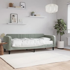 Sofá-cama com colchão 80x200 cm veludo cinzento-claro