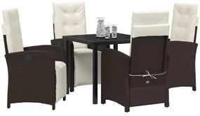 Conjunto de Jantar de Jardim 5 Peças com Almofadas em Rattan Marrom