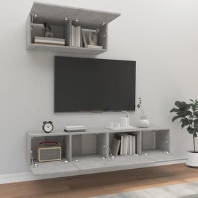 Conjunto móveis de TV 3 pcs madeira processada cinzento cimento