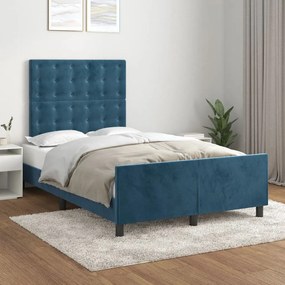 Estrutura de cama com colchão azul escuro 120x190 cm Veludo
