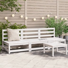 vidaXL Sofás sem braços p/ jardim 3 pcs 70x70x67cm pinho maciço branco