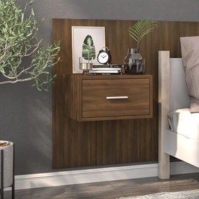 vidaXL Mesa de cabeceira montagem na parede carvalho castanho