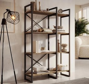 Estante Faro – 87,5x30x138 cm – Pinho Atlântico e Estrutura em Aço Pre