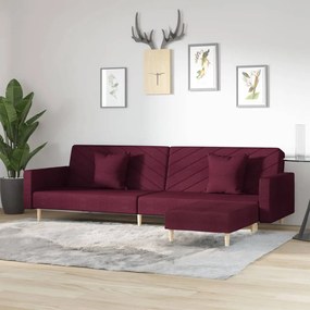 vidaXL Sofá-cama de 2 lugares com 2 almofadas/apoio de pés tecido roxo
