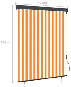 Estore de rolo para exterior 140x250 cm branco e laranja