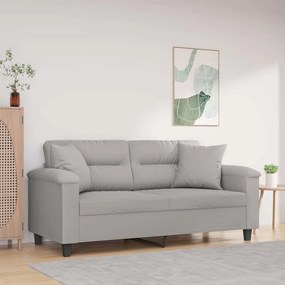 vidaXL Sofá 2 lugares c/ almofadões 140 cm microfibra cinza-claro