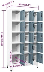 Cacifo 90x40x180 cm aço cinzento-claro e cinzento-escuro