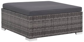 6 pcs conjunto lounge de jardim c/ almofadões vime PE cinzento