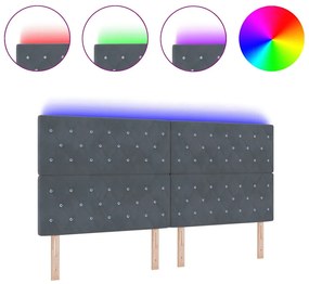Cabeceira LED cinza escuro de 100 cm em veludo