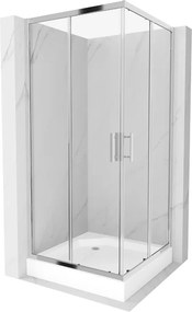 Mexen Rio cabina de duche quadrada 90 x 90 cm, transparente, cromado + base de duche, branco - 860-090-090-01-00-4510