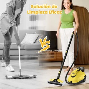 Máquina de limpeza a vapor portátil 2000W com tanque 1,8L de alta pressão 5 bar Máquina de limpeza de carpetes para uso doméstico Amarelo