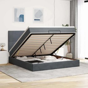 vidaXL Estrutura cama otomana colchões 180x200 cm cinzento escuro