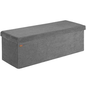 Banco arrumação veludo cotelê 114x38x38cm MDF dobrável antracite
