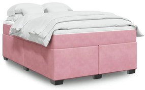 Cama com molas/colchão 160x200 cm veludo rosa