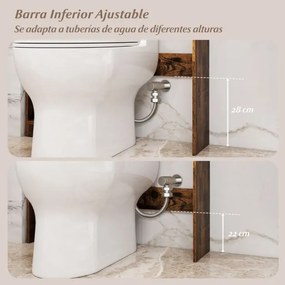 Estante casa de Banho para sanita com armarios de 2 portas, 6 compartimentos, gancho para lenços e prateleira ajustável castanho