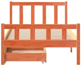 Cama sem colchão 75x190 cm madeira de pinho maciça castanho-mel