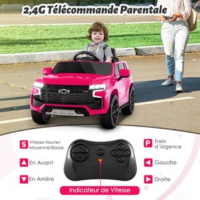 Carro elétrico infantil Chevrolet com controle remoto 2.4G, suspensão, luzes e música, carro infantil branco