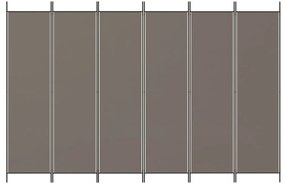 Divisória/biombo com 6 painéis 300x200 cm tecido antracite