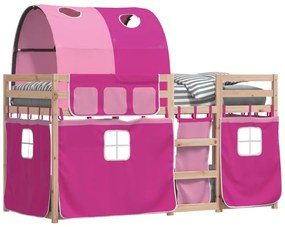 Beliche com cortinas 75x190 cm madeira de pinho maciça rosa