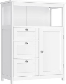 Armário de casa de banho 30 x 60 x 80 cm com 3 gavetas Branco