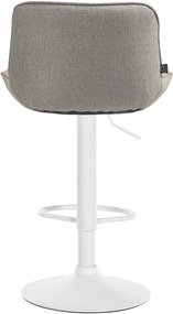 Banco alto em tecido com estrutura branca 85-106 x 49 x 51 cm castanho acinzentado