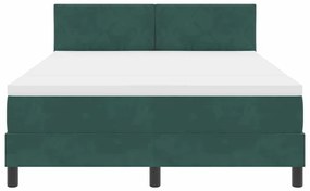Cama Box Spring com Colchão e LED Verde Escuro 140x200 cm Veludo