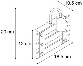 Candeeiro de parede industrial castanho com madeira - Paleta Mai Industrial