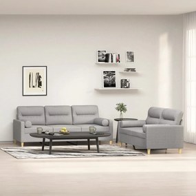 vidaXL 2 pcs conjunto de sofás c/ almofadões tecido cinza-claro