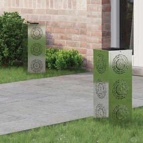 vidaXL Luz Solar LED de Caminho 2 pcs Prateado Aço Galvanizado