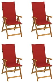 vidaXL Cadeiras jardim reclináveis c/ almofadões 4 pcs acácia maciça