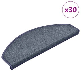 Tapetes de escada 30 pcs 65x24x4 cm cinzento escuro e azul