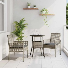 vidaXL Conjunto de Jantar para Jardim com 3 Peças em Rattan Cinza