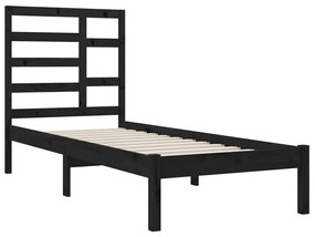 Estrutura cama pequena solteiro 75x190 cm madeira maciça preto