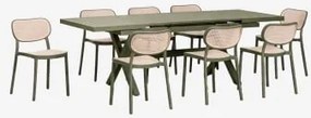 Conjunto De Mesa Retangular Extensível 180-240x90 Cm Em Alumínio Karena E 8 Cadeiras De Jardim Empilháveis Em Polipropileno - Sklum