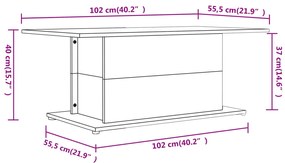 Mesa de centro 102x55,5x40 cm derivados madeira carvalho fumado