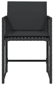 Cadeiras de jardim com almofadões 4 pcs vime PE preto