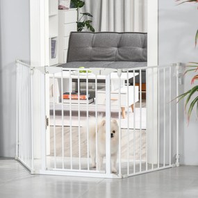 Barreira de Segurança para Animais de Estimação Barreira Dobrável de 5 Painéis 180x74,5 cm Branco
