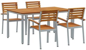 Conjunto de Jantar de Jardim com 5 Peças em Madeira Sólida de Acácia e