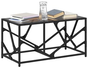 Mesa de centro com topo em vidro preto 78,5x40x41 cm aço