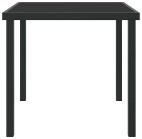 Mesa de Jardim vidaXL Preta 80x80x73 cm com Vidro Temperado