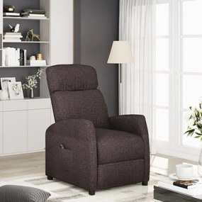 vidaXL Poltrona elevatória tecido castanho-escuro