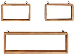 3 pcs conj. prateleiras parede cúbicas madeira de acácia maciça