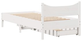 Estrutura de cama com gavetas 90x190 cm pinho maciço branco