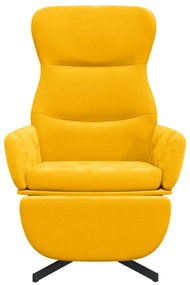 Cadeira de descanso com apoio de pés veludo amarelo mostarda