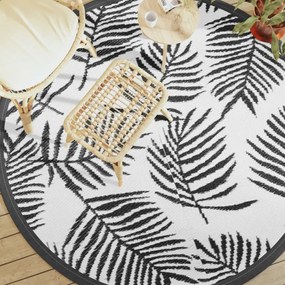 vidaXL Tapete de exterior Ø200 cm ARAKIL PP branco e preto