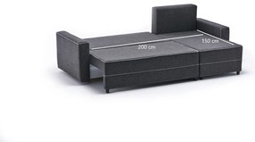 Sofá-cama de canto Ece – Antracite – 242 cm x 88 cm x 90 cm